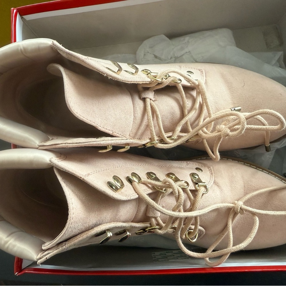 Women's Pink Guess Lace-Up Boots - Picture 6 of 9